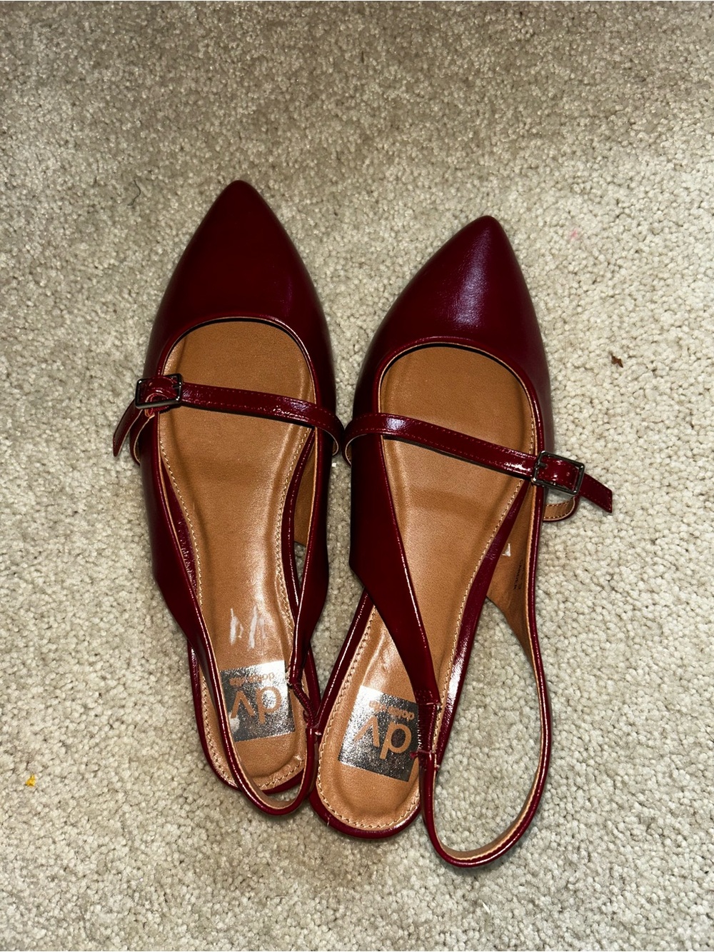 Red Pointed-Toe Slingback Flats
